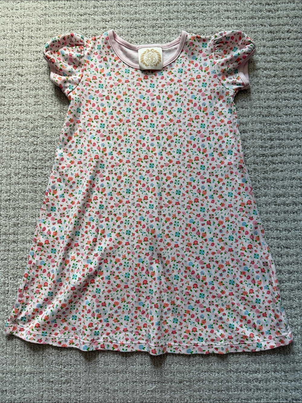 The Beaufort Bonnet Company Pink Floral Short-Sleeve Dress